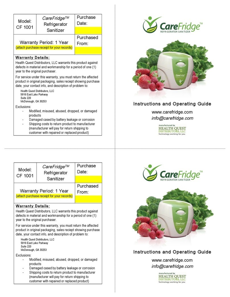 CareFridge CF 1001 Instructions and operating guide