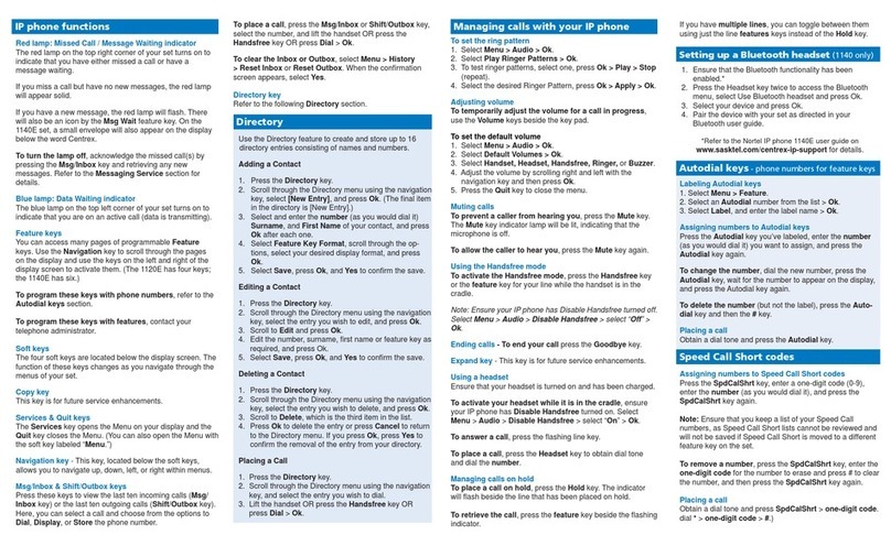 SaskTel 1120E Quick reference guide