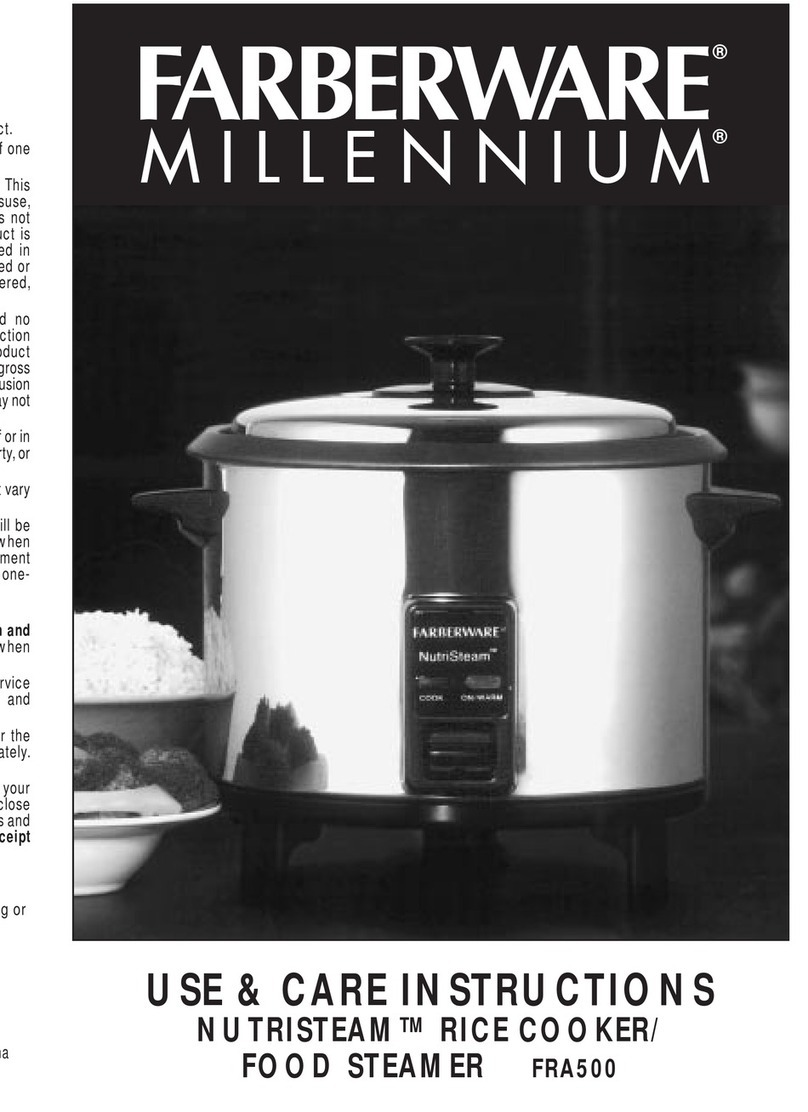 Farberware Millenium NUTRISTEAM FRA500 Quick reference guide