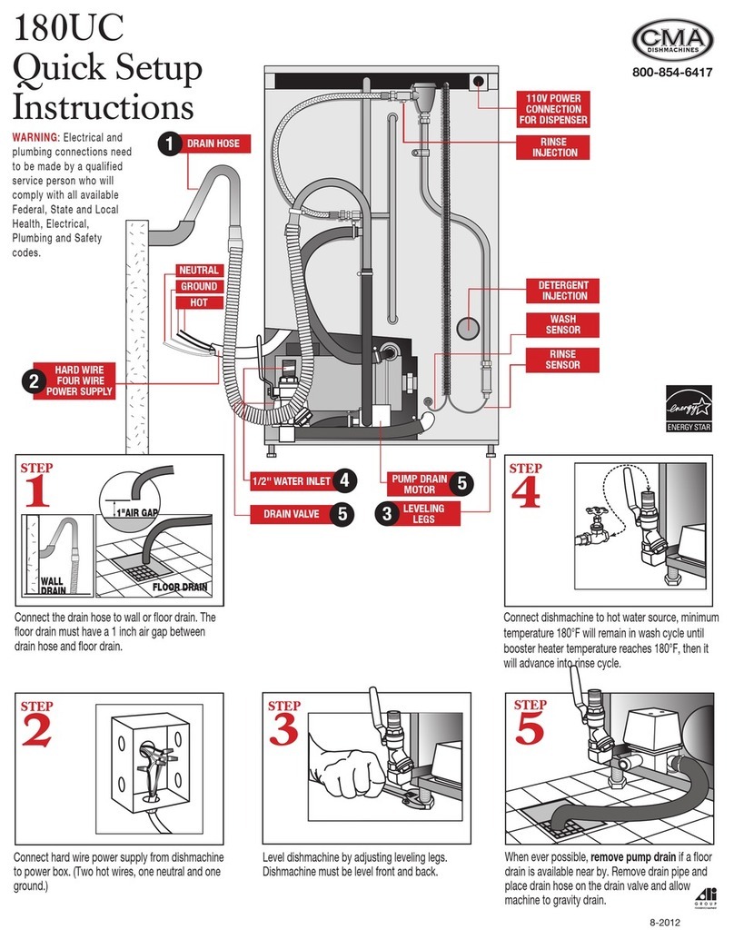 CMA Dishmachines 180UC Quick setup instructions CMA Dishmachines 180UC Quick setup instructions