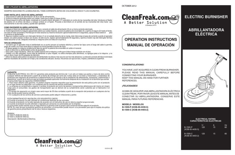 CleanFreak B-1500-P User manual