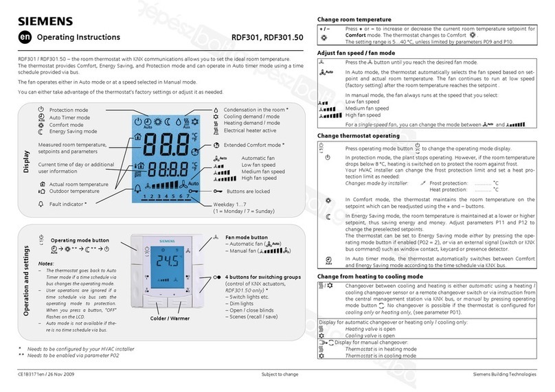 Siemens RDF301 operating instructions