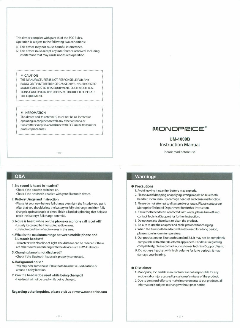 Monoprice UM-1000B instruction manual