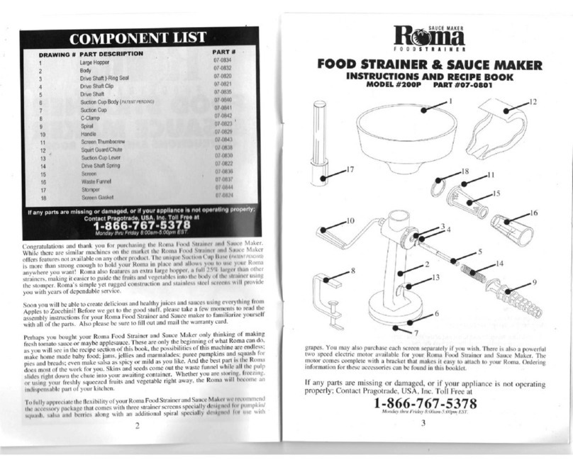 Roma 200P Instruction and recipe book