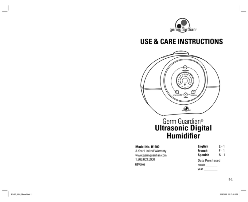 Germguardian H1600 Quick reference guide