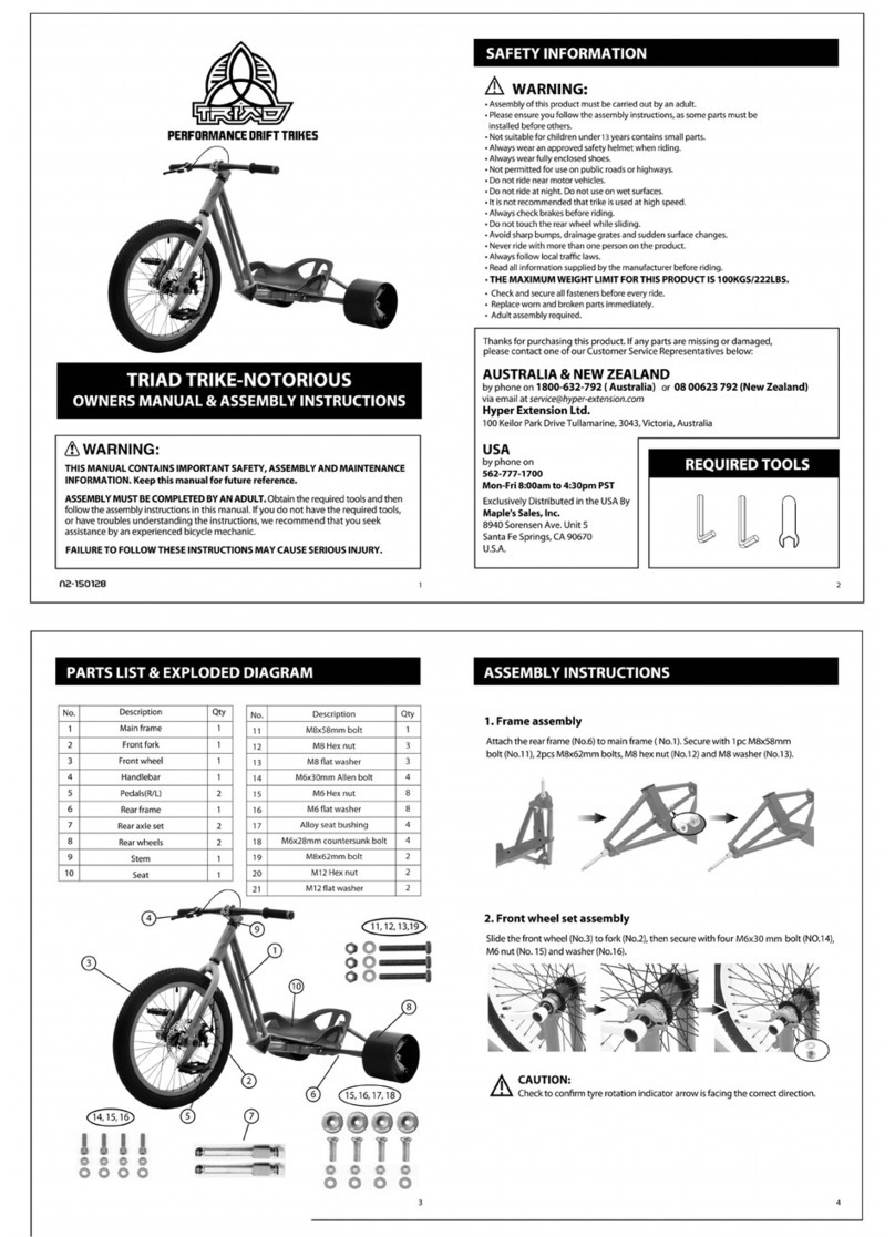 Triad Trike-Notorious Owner's manual & assembly instructions