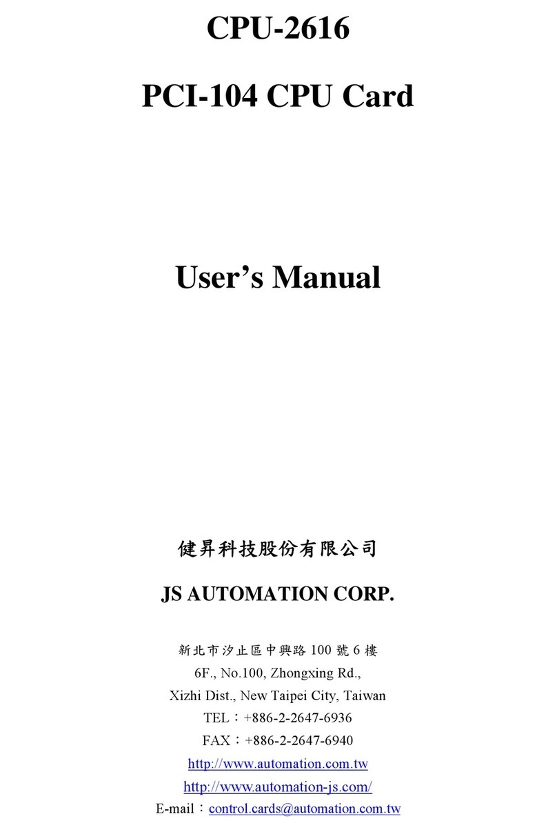 JS Automation Corp CPU-2616 PCI-104 User manual