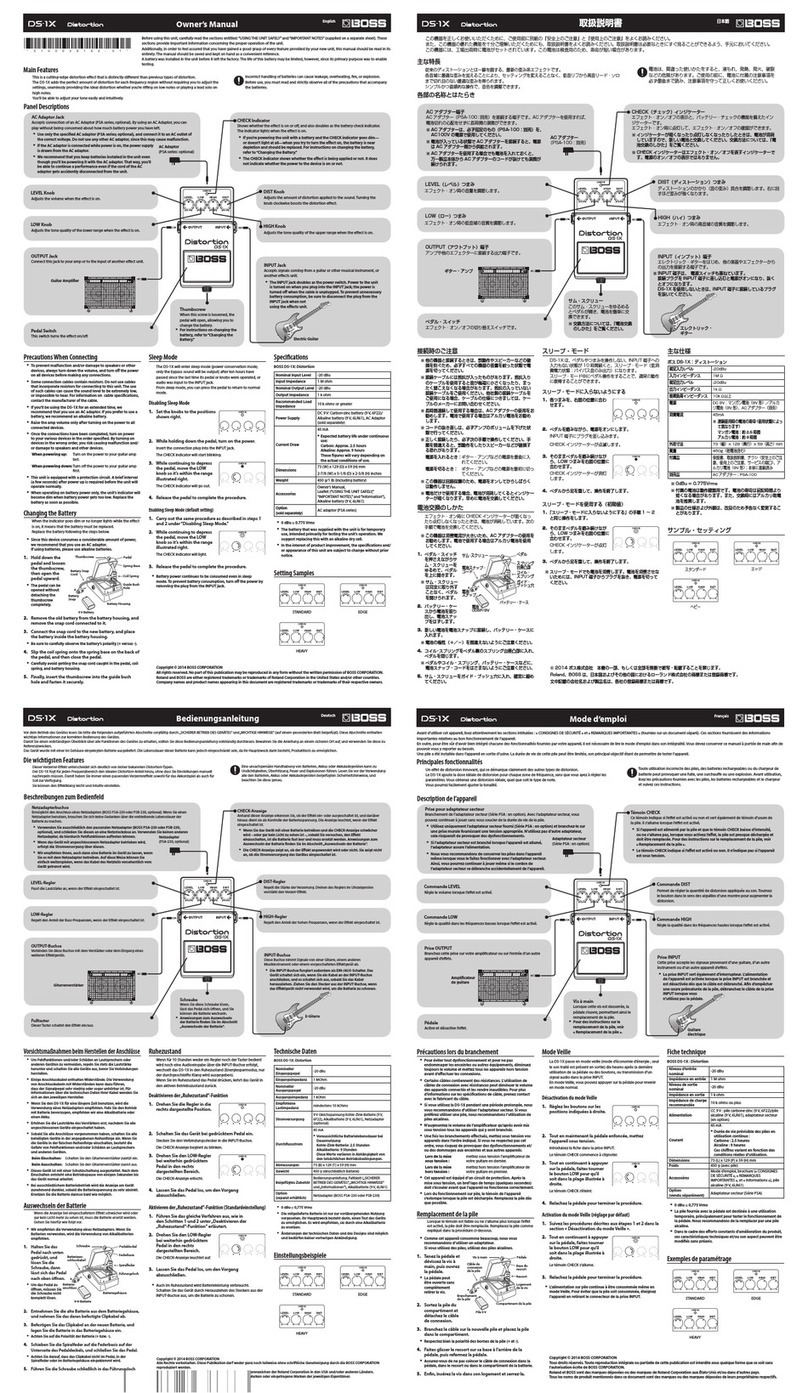 BOSSCO DS-1X owner's manual