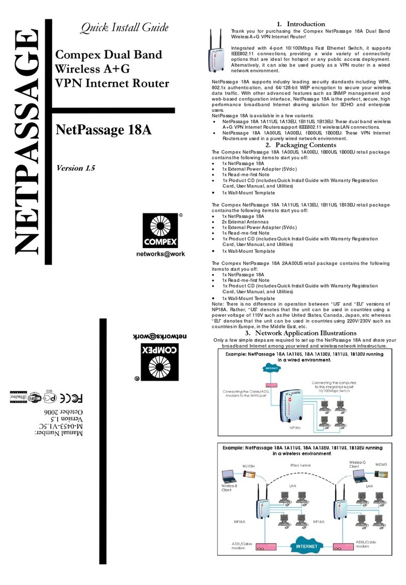 Compex NetPassage 18A quick start guide