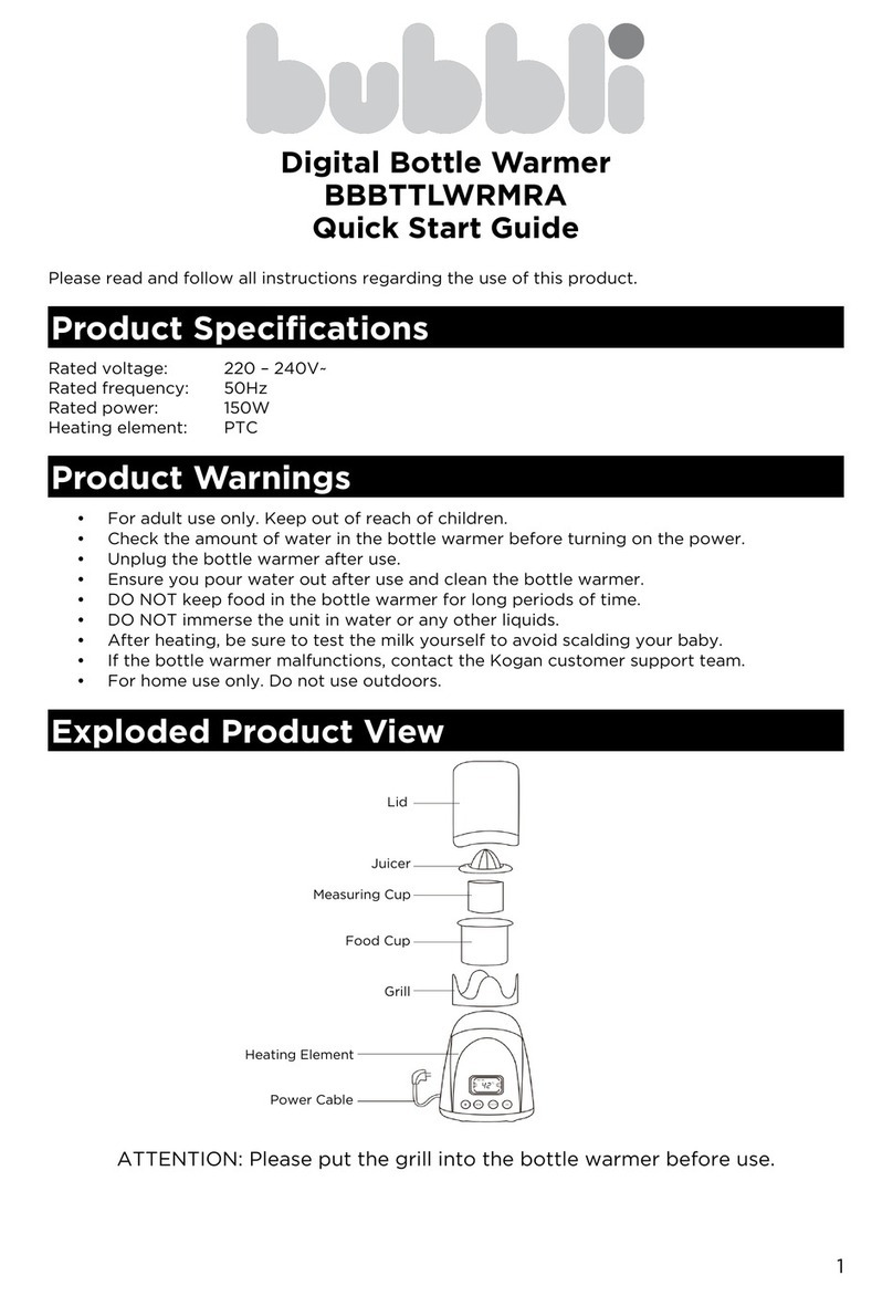 Bubbli BBBTTLWRMRA quick start guide