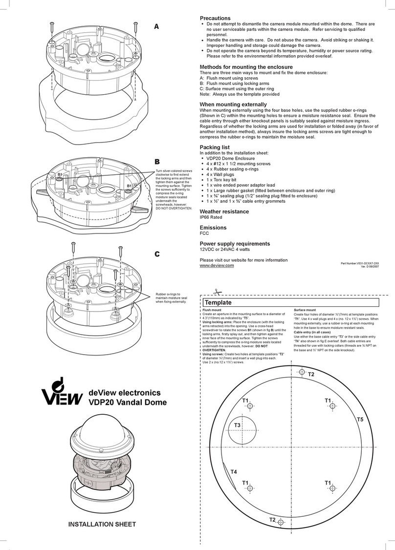 deView electronics vdp20 vandal dome Installation sheet