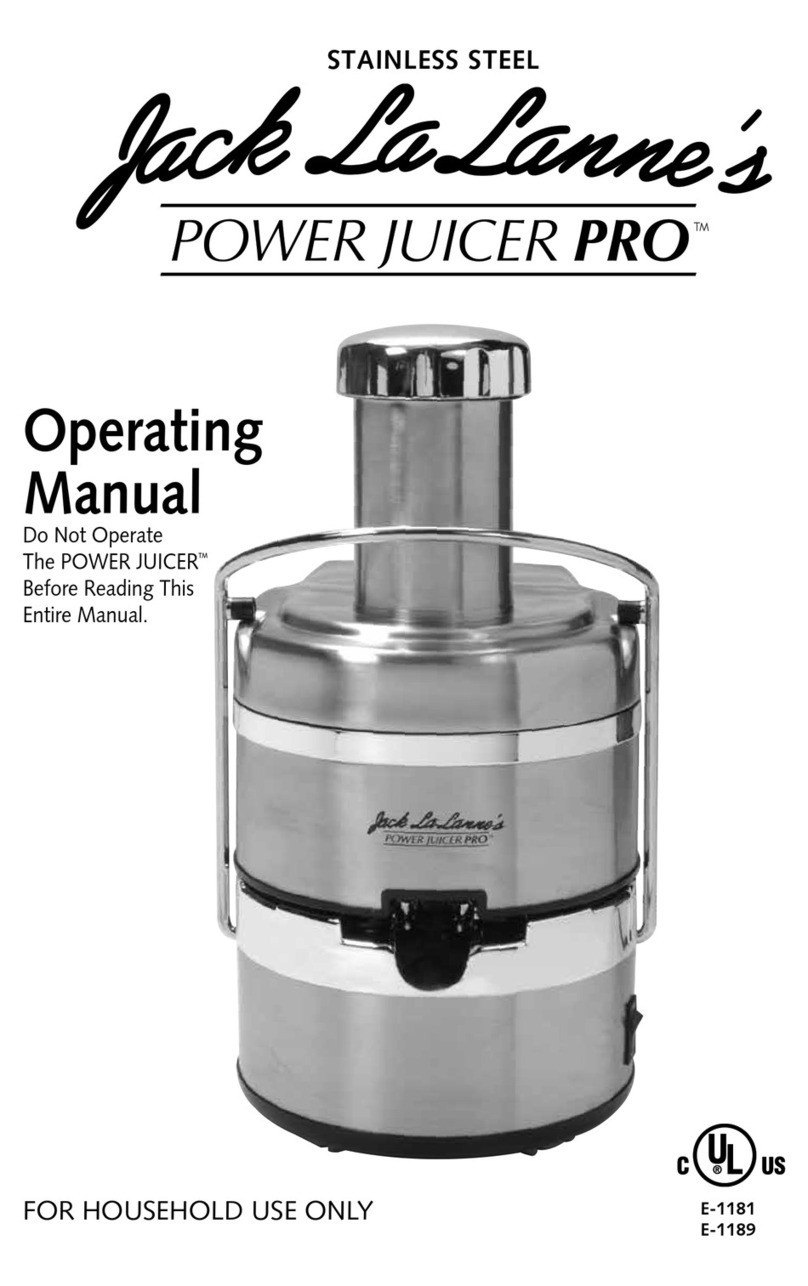 Jack LaLanne's Power Juicer Pro operating manual