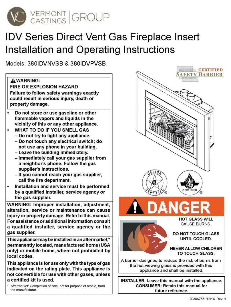 Vermont Castings 380IDVNVSB Installation and operating instructions Vermont Castings 380IDVNVSB Installation and operating instructions