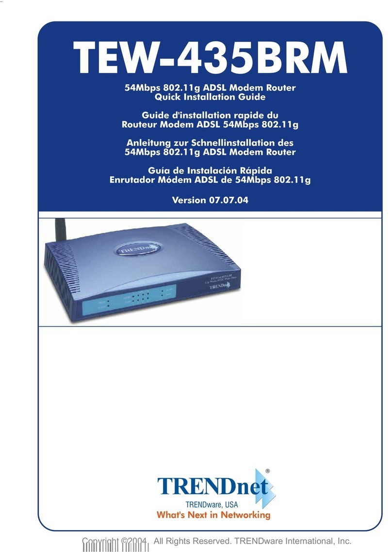 TRENDnet TEW-435BRM - 54MBPS 802.11G Adsl Firewall M User manual TRENDnet TEW-435BRM - 54MBPS 802.11G Adsl Firewall M User manual