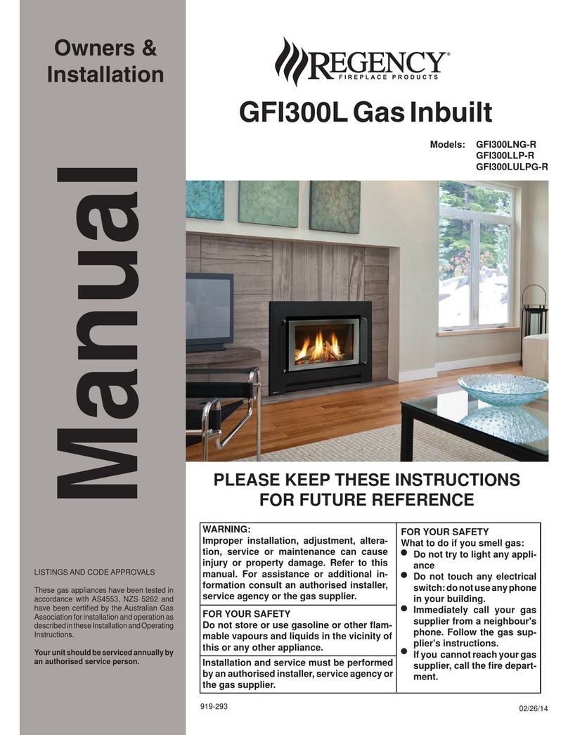 Regency Fireplace Products GFI300LNG-R Owners & installation manual