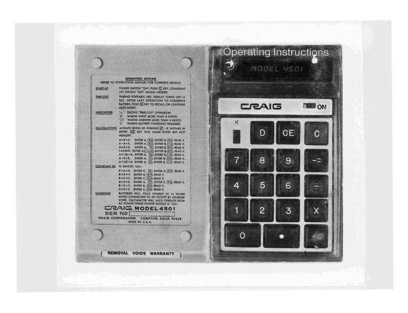 Craig 4501 operating instructions
