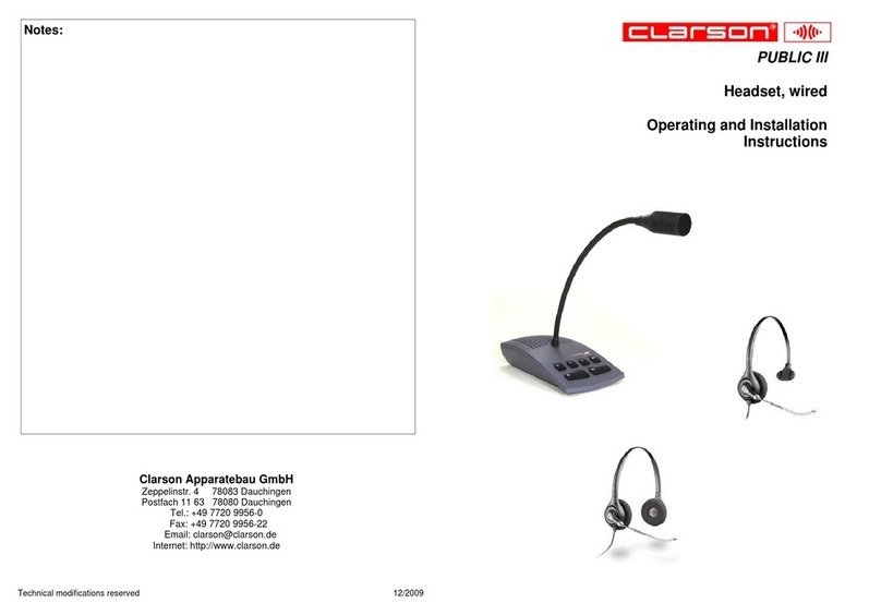 Clarson PUBLIC III Operating and installation instructions