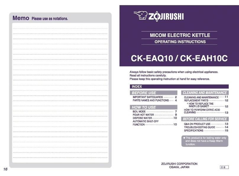 Zojirushi CK-EAQ10 operating instructions