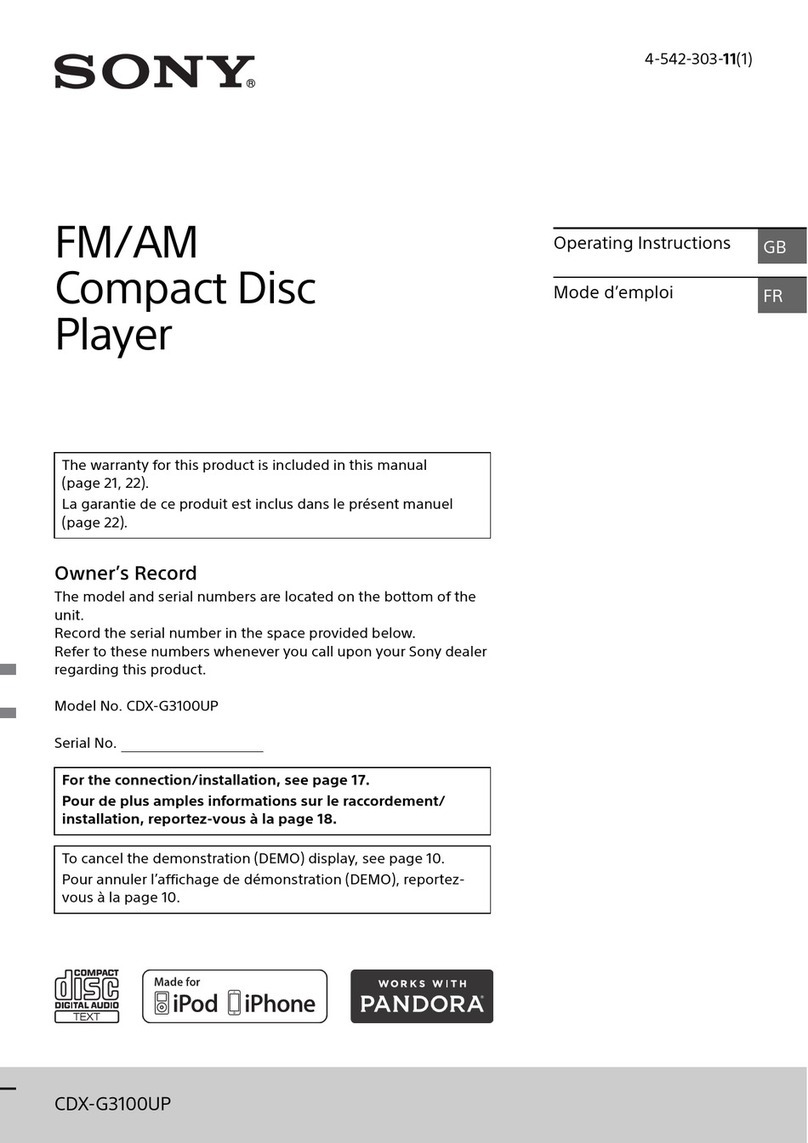 Sony CDX-G3100UP operating instructions