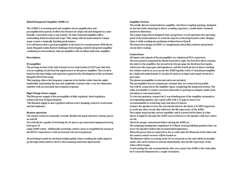 Marihart Audio ACRH-1.2 User manual