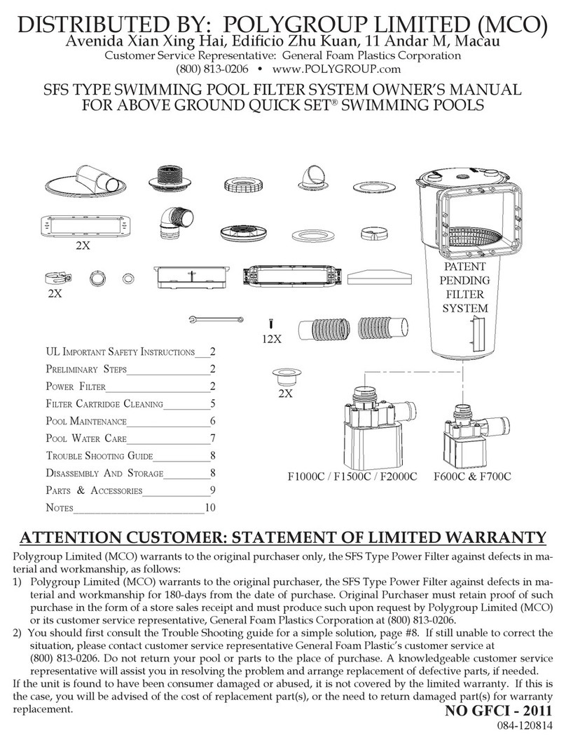 POLYGROUP LIMITED SFS600 Filter System with F600C Pump instruction manual