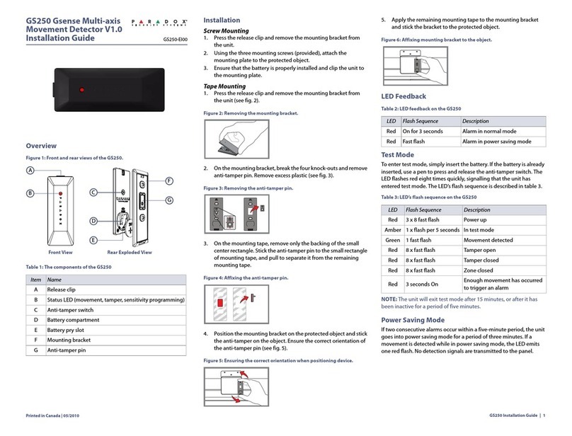 Paradox GS250 User manual Paradox GS250 User manual