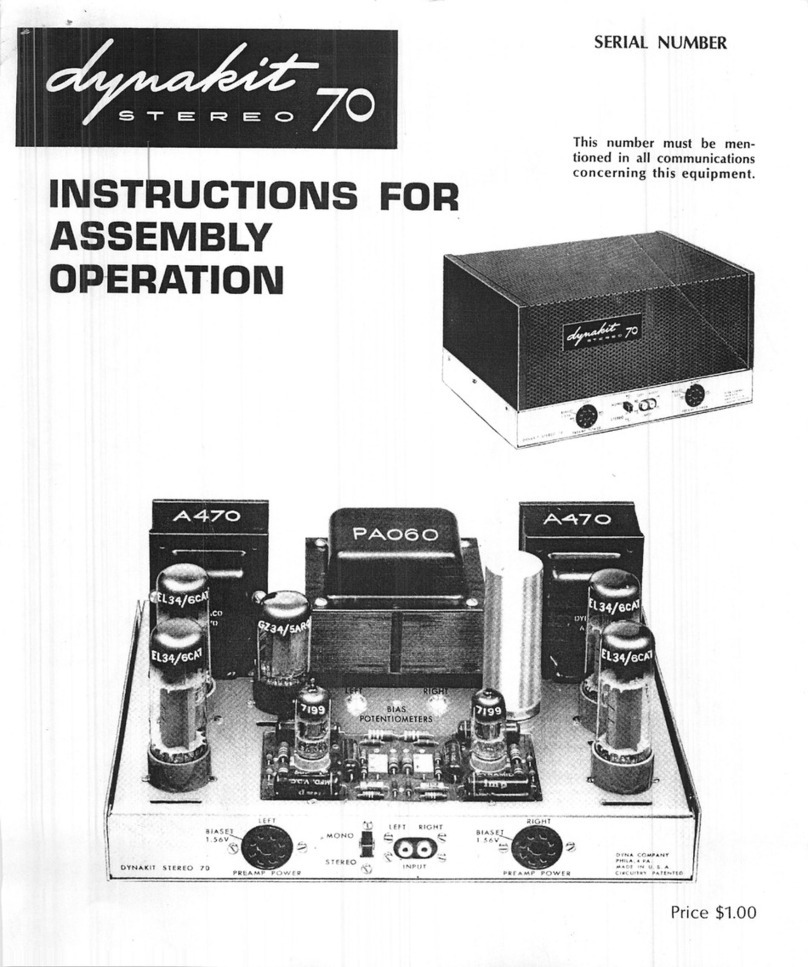 Dynakit stereo 70 Instructions for assembly and operation