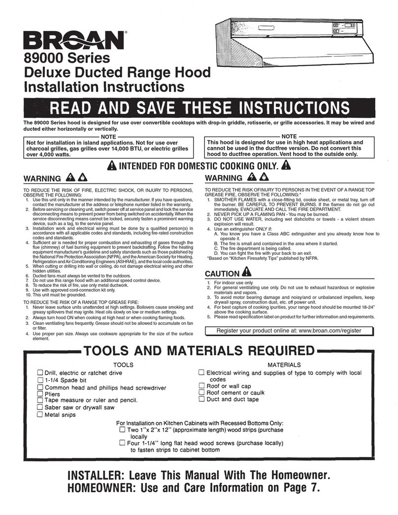 Broan 89000 series installation instructions