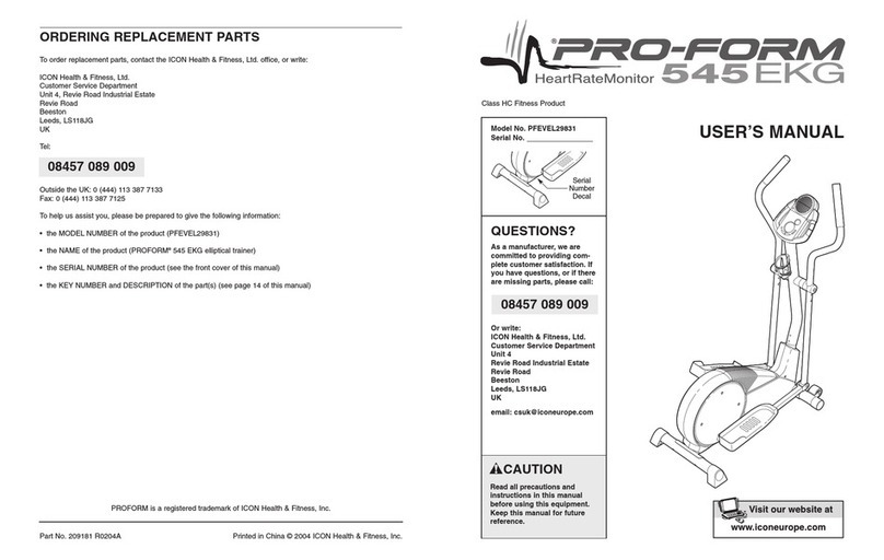 Pro-Form 545EKG PFEVEL29831 User manual
