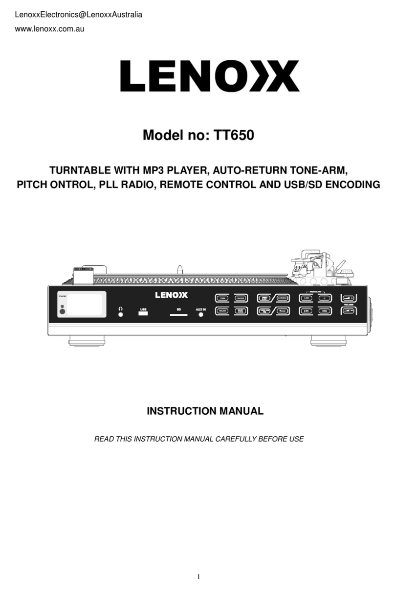 Lenoxx TT650 instruction manual