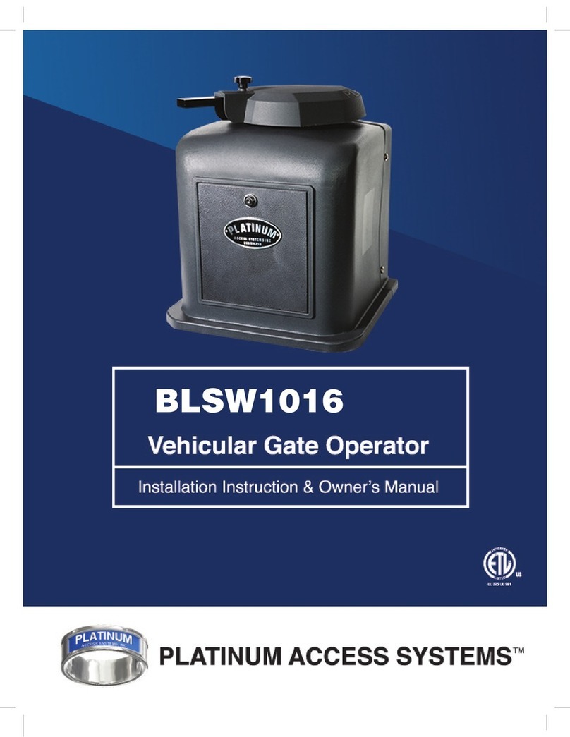 Platinum Access Systems BLSW1016 Installation instruction and owenrs manual Platinum Access Systems BLSW1016 Installation instruction and owenrs manual