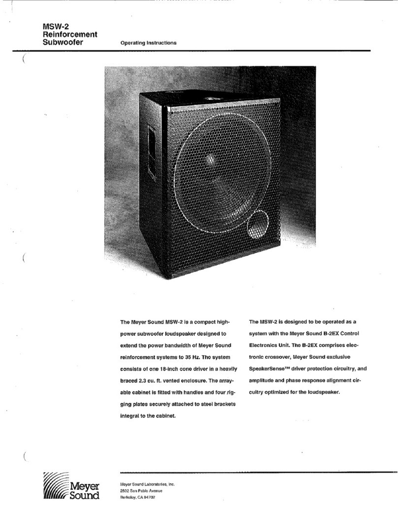 Meyer Sound MSW-2 User manual