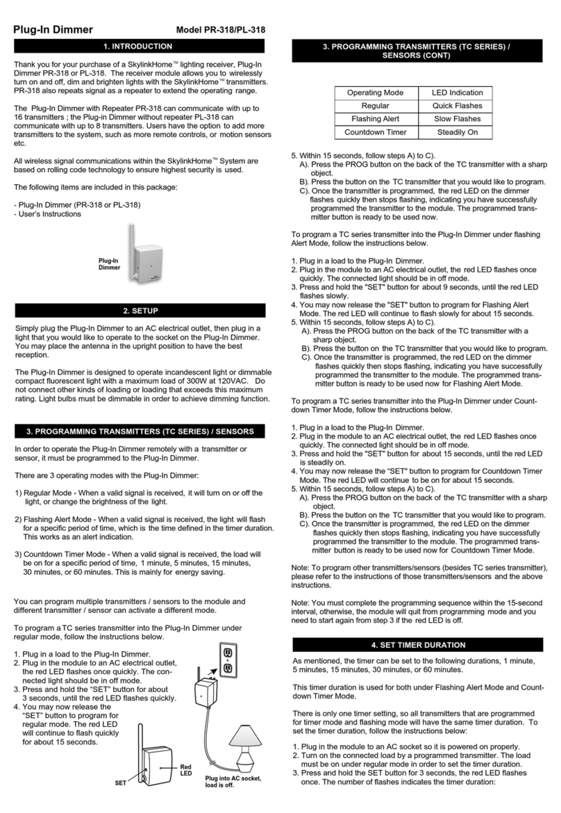 SkylinkHome PR-318 instruction manual