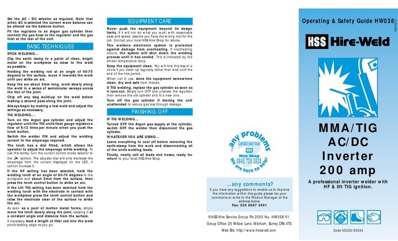 HSS Hire HW038 Operating & safety guide