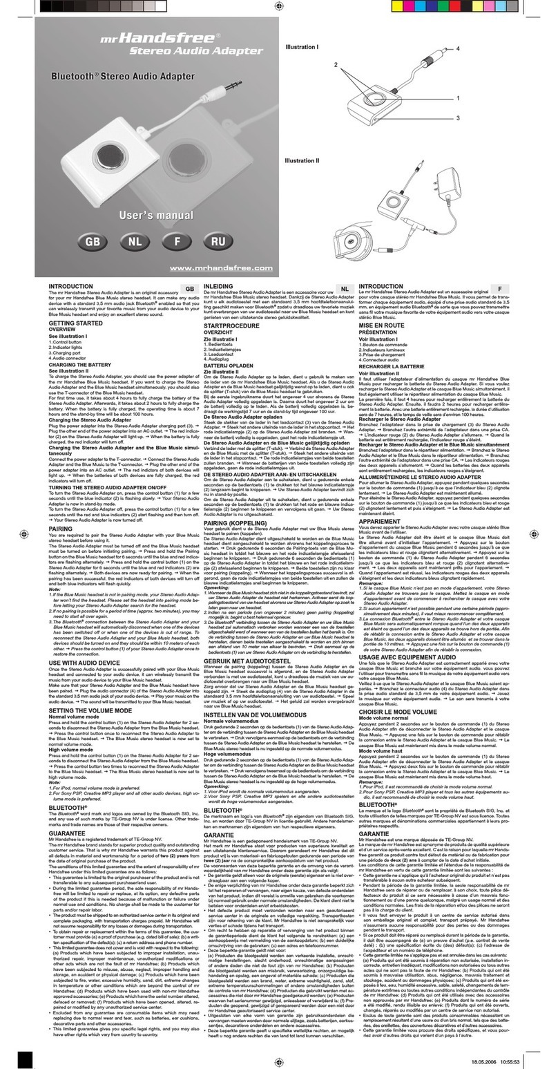 MRHANDSFREE Stereo Audio Amplifier user manual