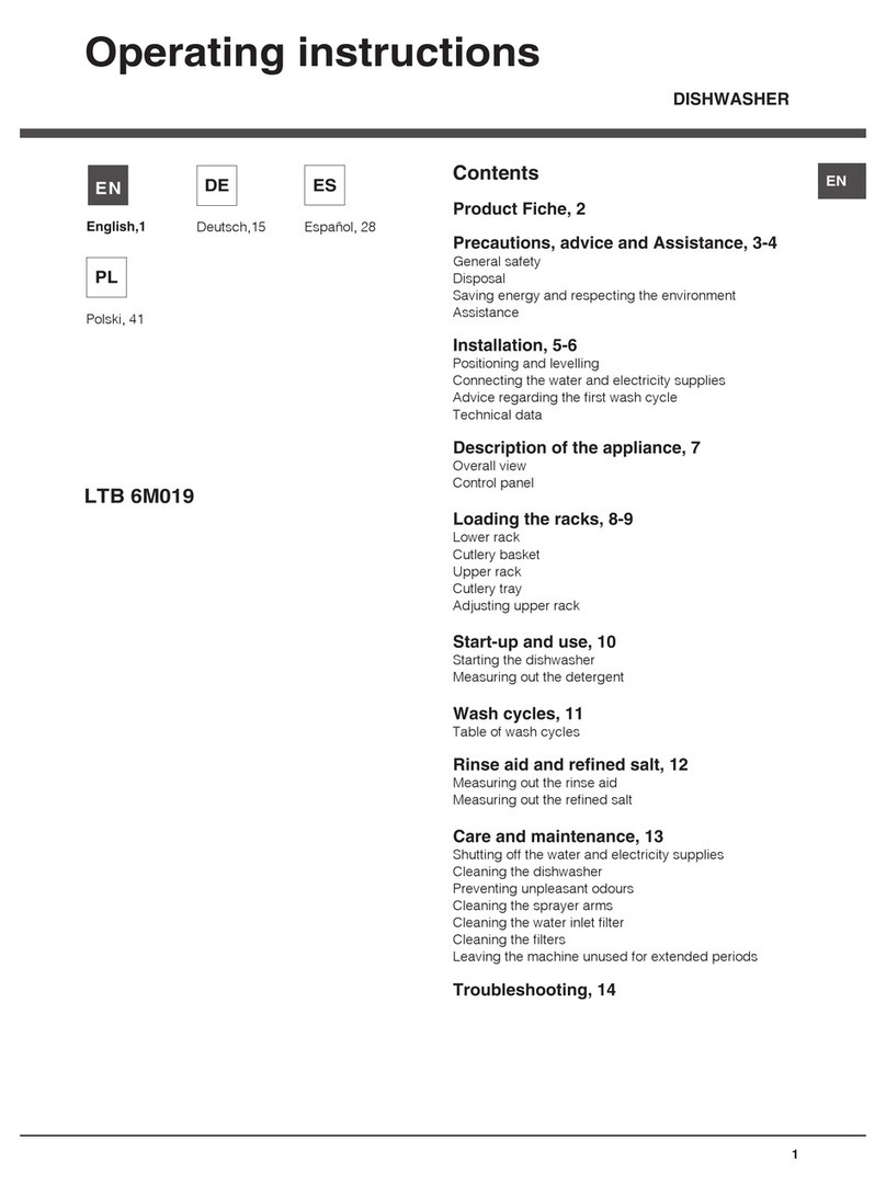 Hotpoint Ariston LTB 6M019 operating instructions