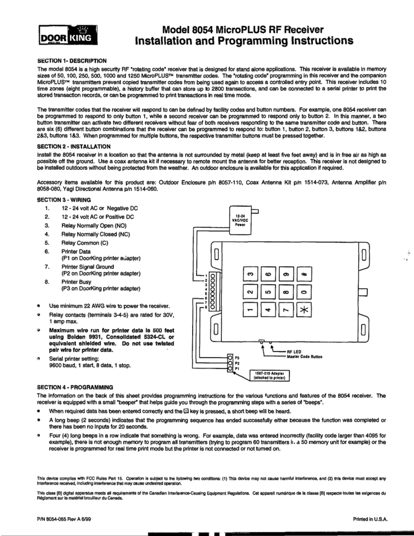 DoorKing 8054 MicroPlus Technical specifications