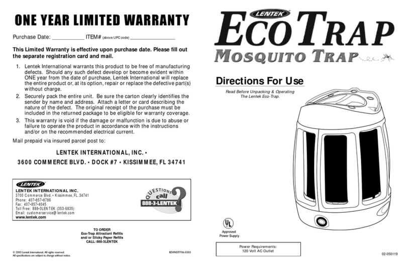 Lentek Eco Trap Directions for use
