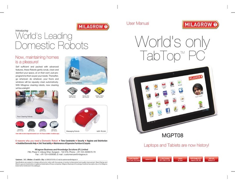Milagrow TabTop MGPT08 user manual