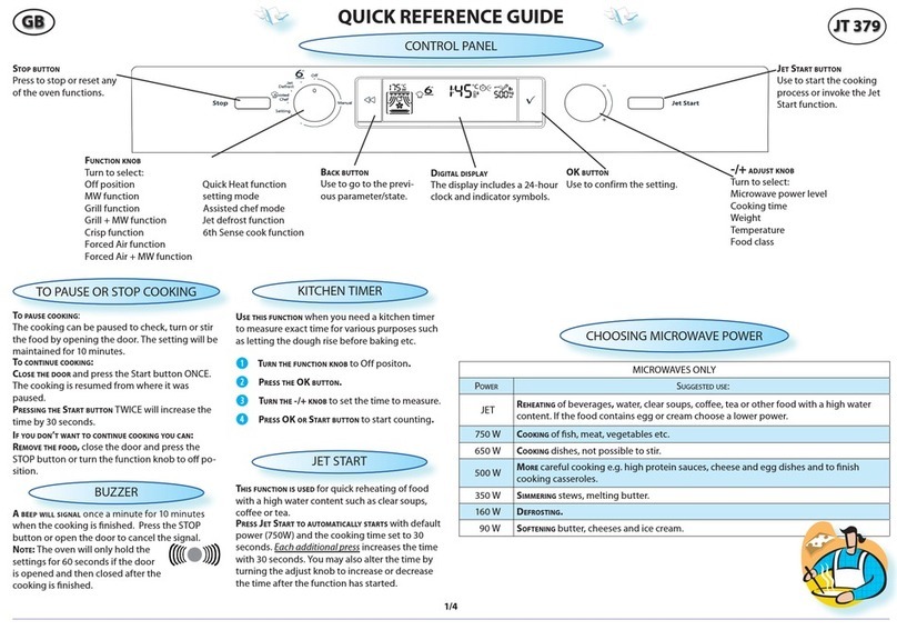 Whirlpool JT 379 Quick reference guide