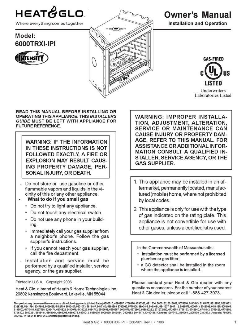 Heat & Glo Heat & Glo 6000TRXI-IPI User manual