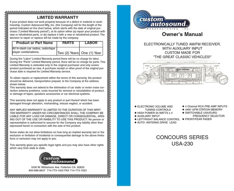 Custom Autosound Manufacturing Concours Series owner's manual