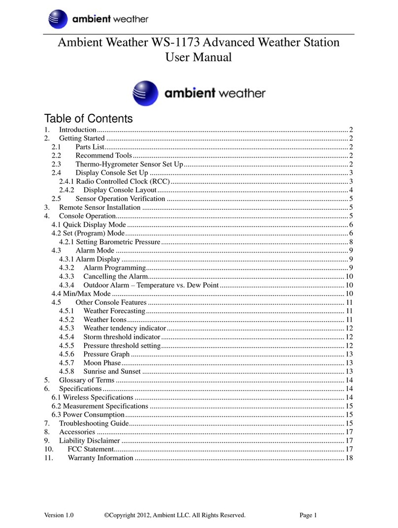 Ambient Weather WS-1173 User manual Ambient Weather WS-1173 User manual
