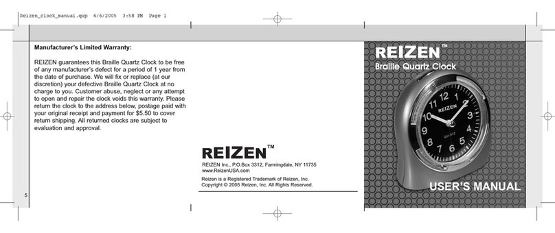 REIZEN Braille Quartz Clock user manual