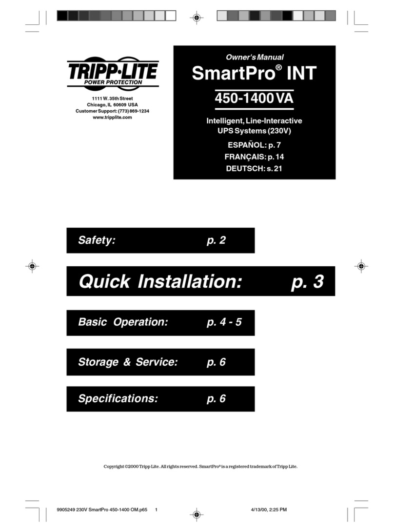 Tripp Lite Smart INT 1000 User manual