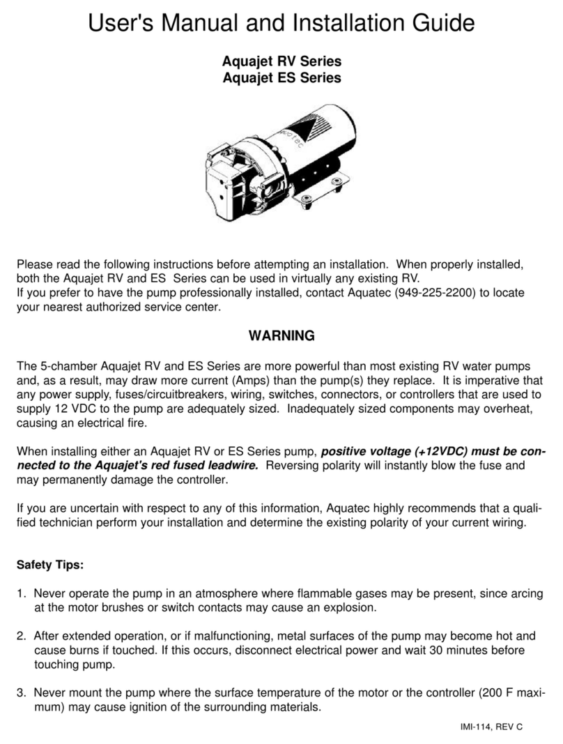 AQUATECH Aquajet RV Series User manual and installation guide