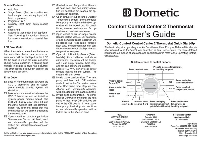 Dometic Comfort Control Center 2 user guide