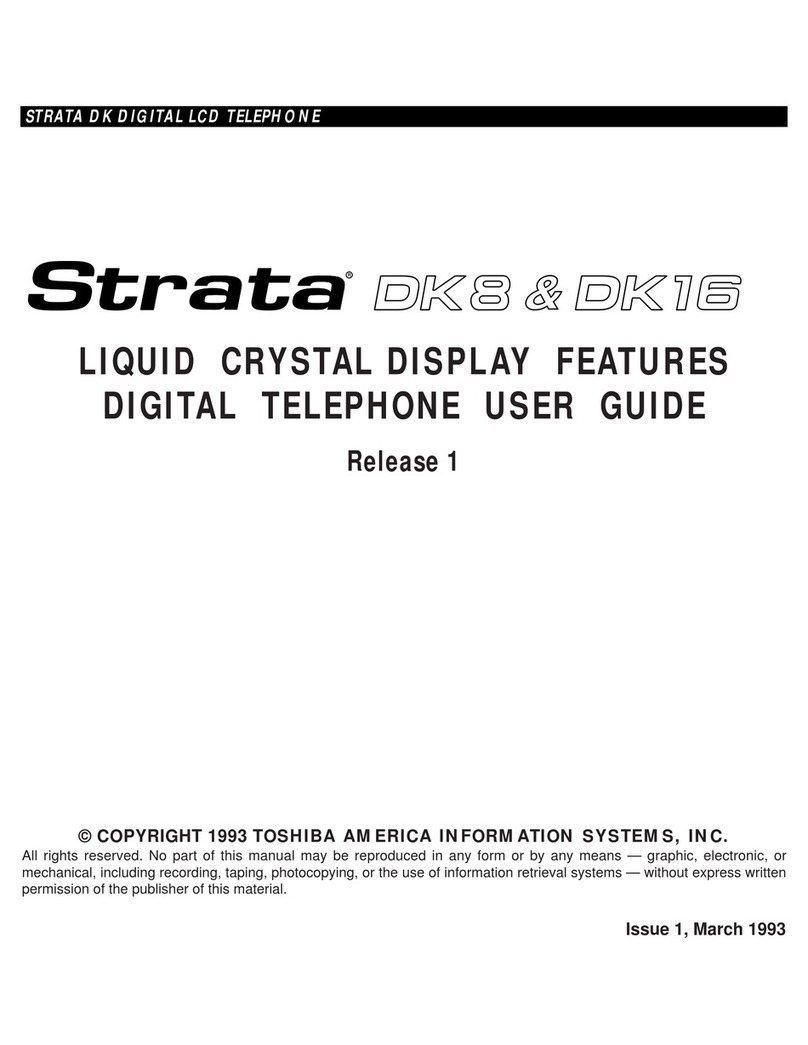 Toshiba Strata DK8 User manual Toshiba Strata DK8 User manual