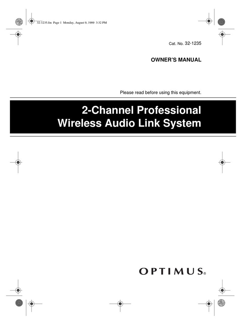 Optimus 2-Channel Professional Wireless Audio Link... owner's manual