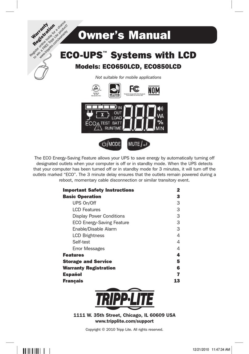 Tripp Lite ECO-UPS ECO650LCD owner's manual Tripp Lite ECO-UPS ECO650LCD owner's manual